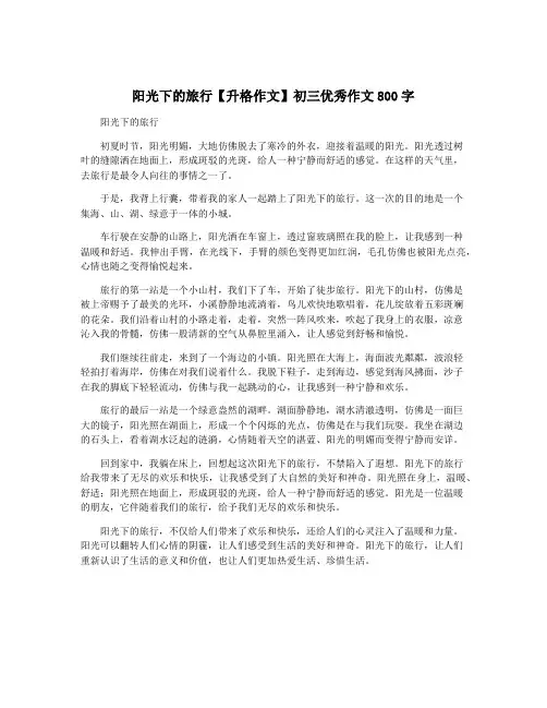 阳光下的旅行【升格作文】初三优秀作文800字