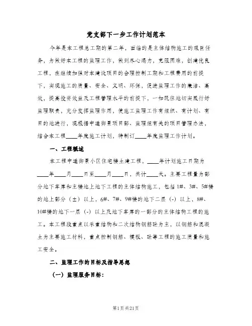 党支部下一步工作计划范本(三篇)