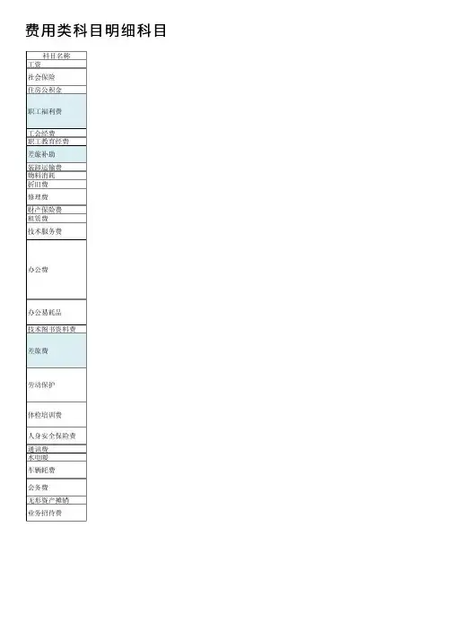 费用类科目明细科目