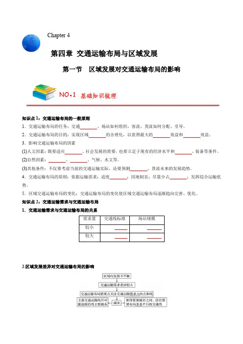 第4章 交通运输布局与区域发展(学生版)-【高中地理知识总结】(人教版必修第二册)
