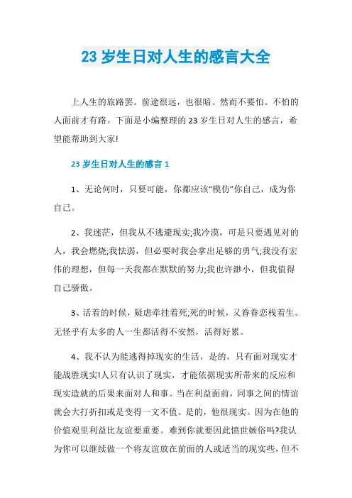 23岁生日对人生的感言大全