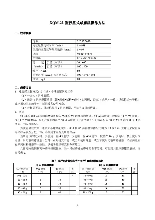 行星式球磨机_XQM_操作方法