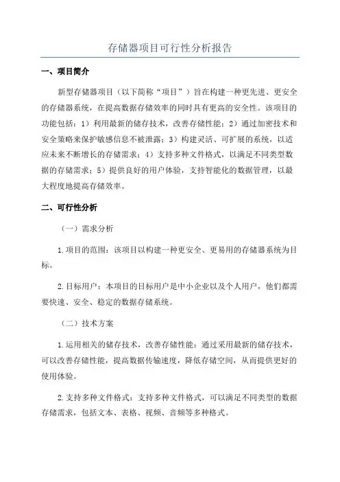 存储器项目可行性分析报告