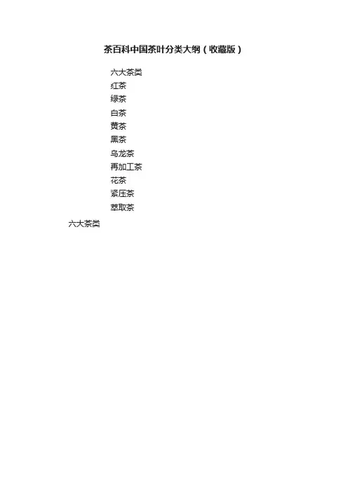茶百科中国茶叶分类大纲（收藏版）