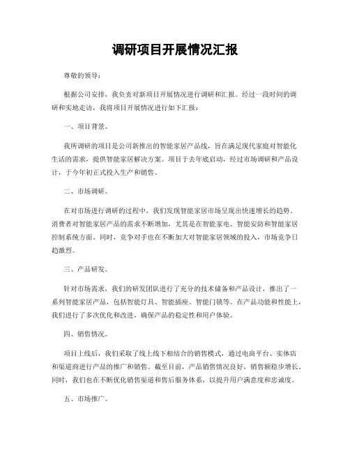 调研项目开展情况汇报