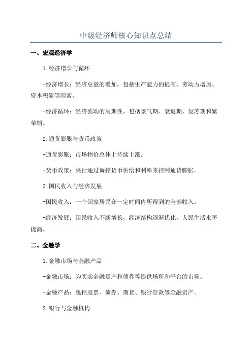 中级经济师核心知识点总结