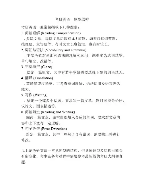 考研英语一题型结构