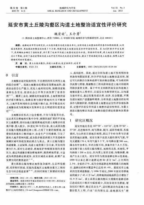 延安市黄土丘陵沟壑区沟道土地整治适宜性评价研究