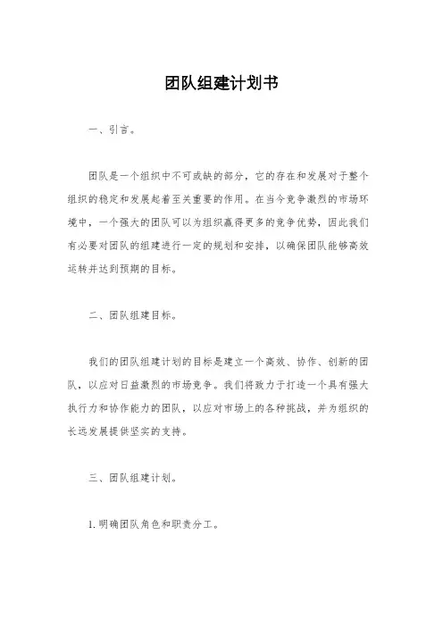 团队组建计划书