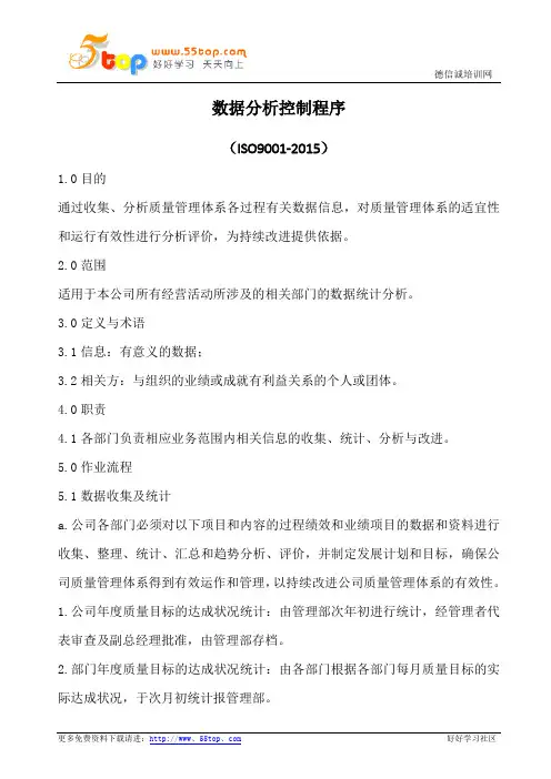 ISO9001数据分析控制程序(含流程图)