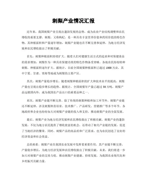 刺梨产业情况汇报