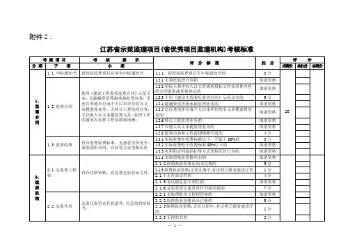 江苏省示范监理项目省优秀项目监理机构考核标准
