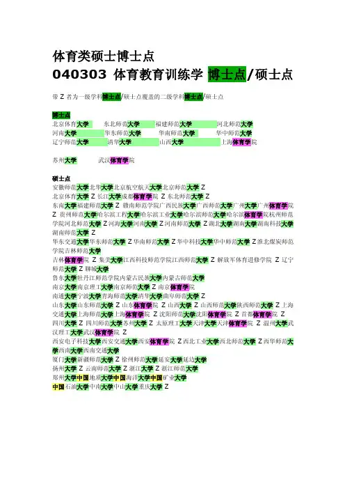 [整理]体育类硕博点简介