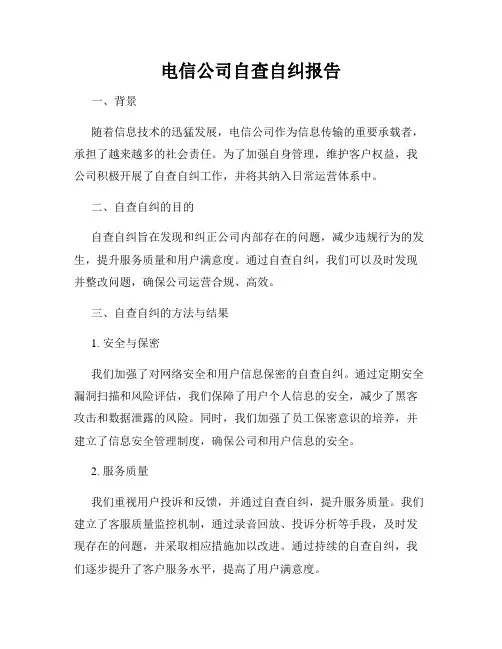 电信公司自查自纠报告