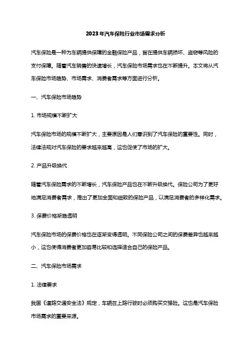 2023年汽车保险行业市场需求分析