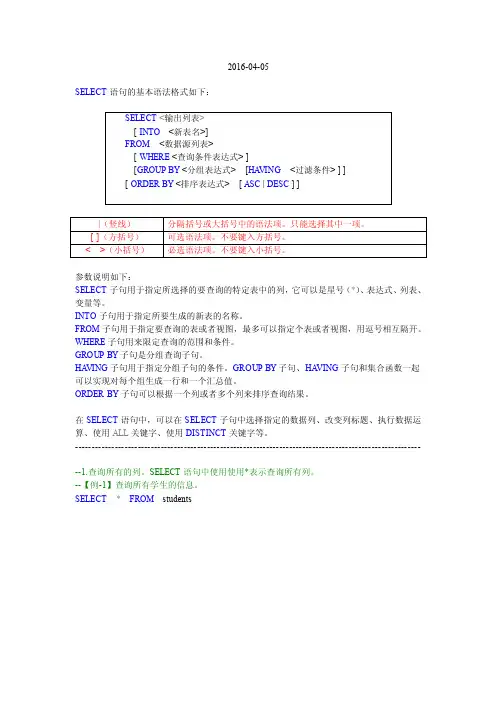 SELECT语句的基本语法