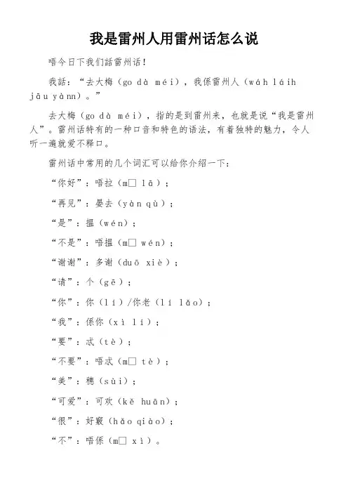 我是雷州人用雷州话怎么说