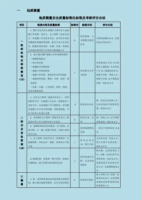 地质测量质量标准化标准