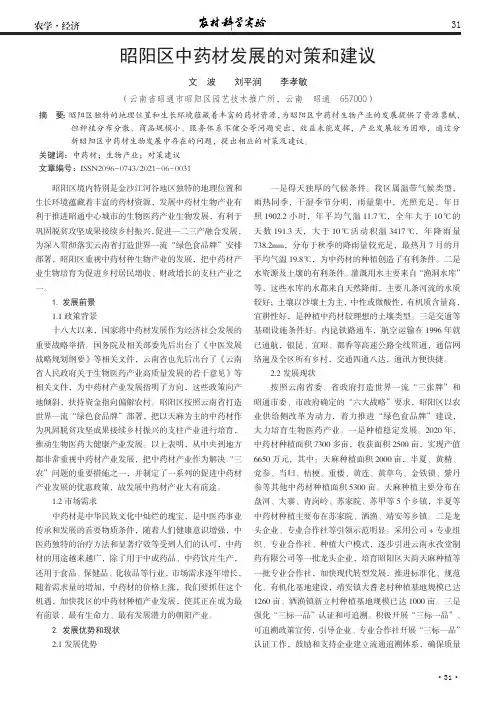 昭阳区中药材发展的对策和建议
