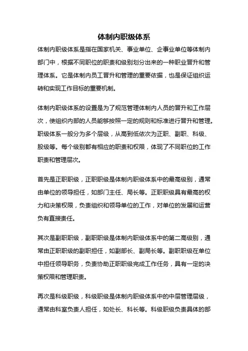 体制内职级体系