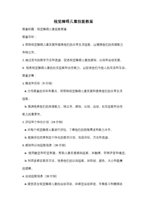 视觉障碍儿童技能教案