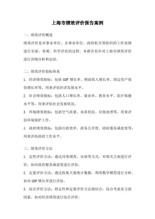 上海市绩效评价报告案例