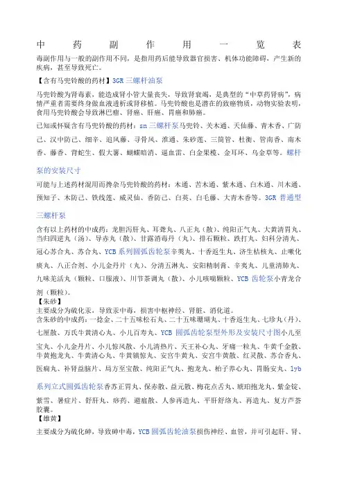 中药副作用一览表