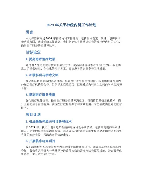 2024年关于神经内科工作计划