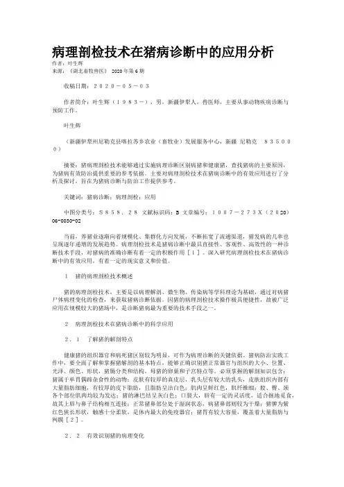 病理剖检技术在猪病诊断中的应用分析