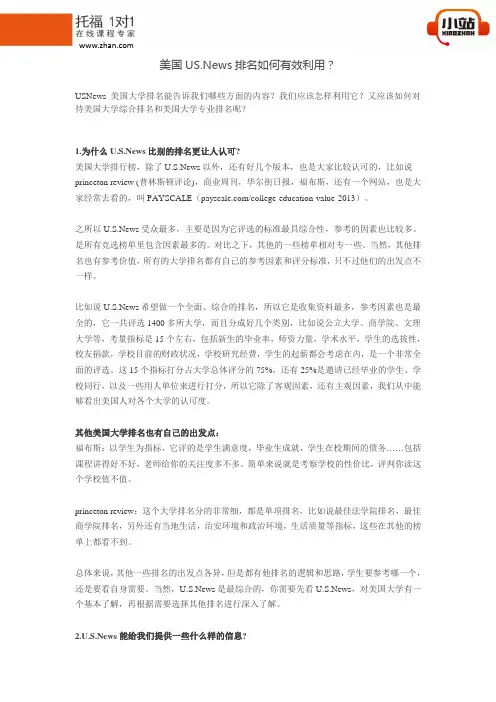 【小站教育】美国US.News排名如何有效利用？