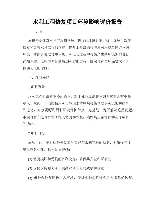 水利工程修复项目环境影响评价报告