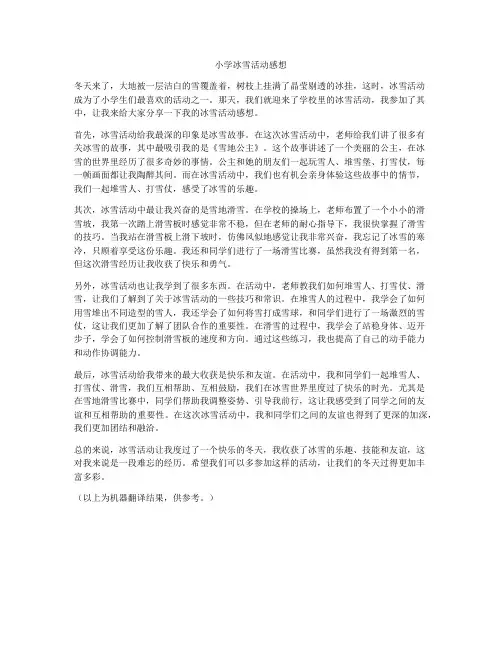 小学冰雪活动感想