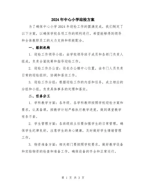 2024年中心小学迎检方案