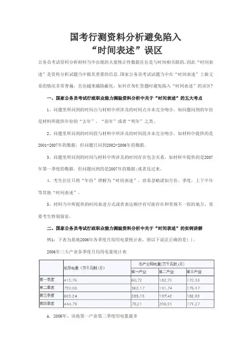 国考行测资料分析避免陷入“时间表述”误区
