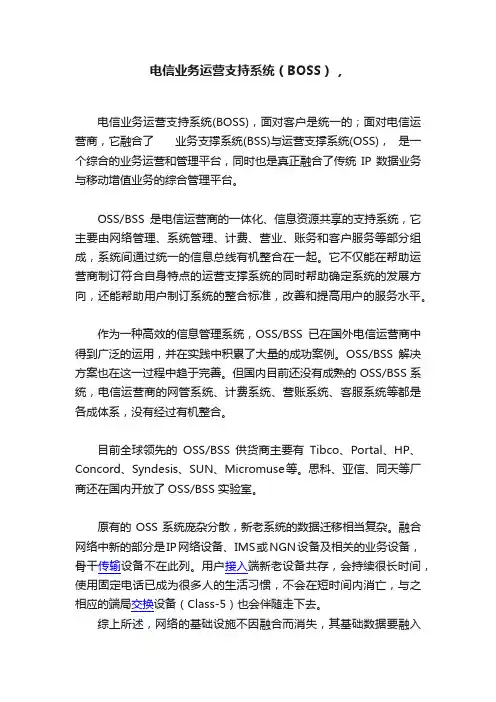 电信业务运营支持系统（BOSS），