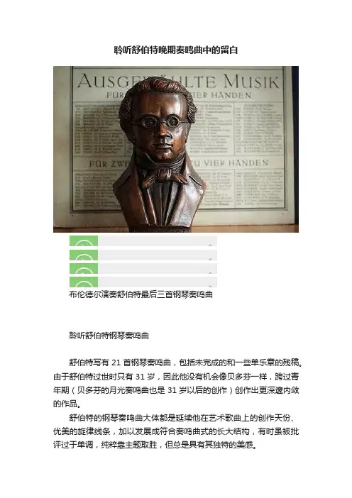 聆听舒伯特晚期奏鸣曲中的留白