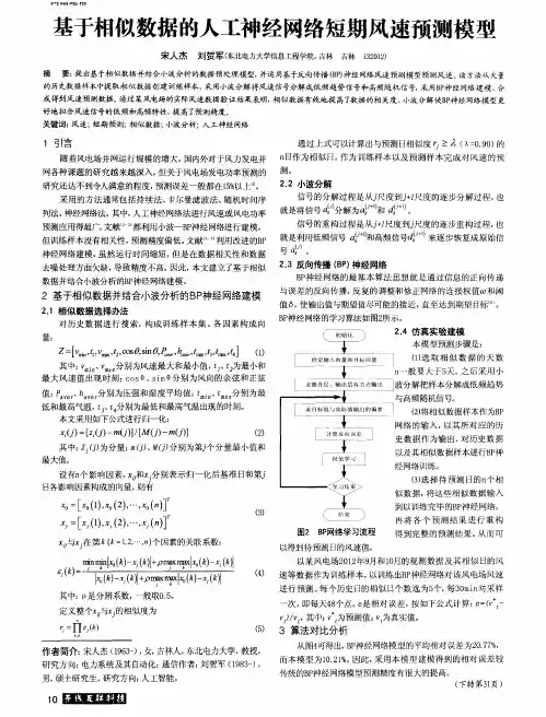 基于相似数据的人工神经网络短期风速预测模型