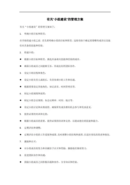 小组建设小组管理方案