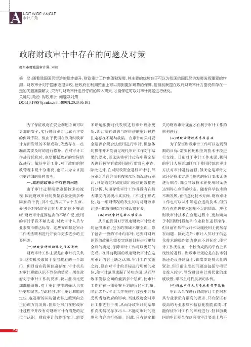 政府财政审计中存在的问题及对策