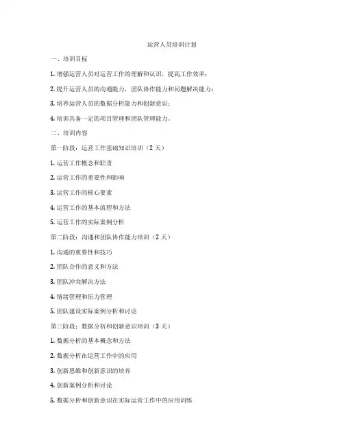 运营人员培训计划