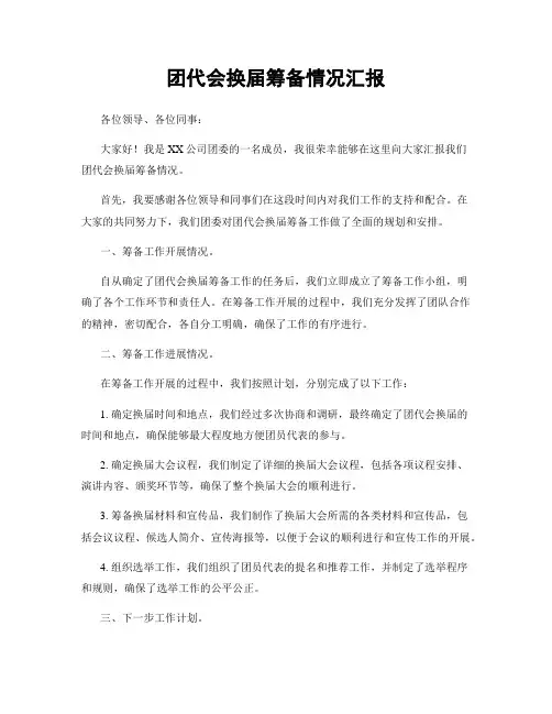 团代会换届筹备情况汇报
