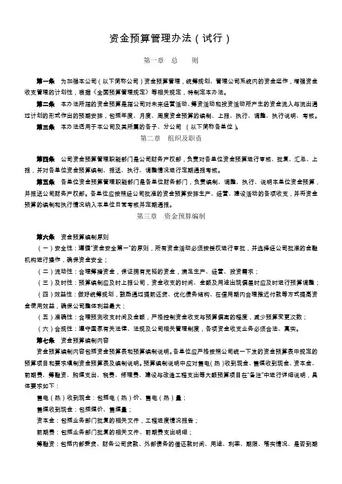 资金预算管理办法