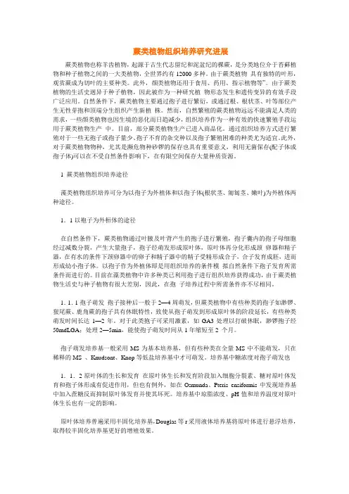 蕨类植物组织培养研究进展