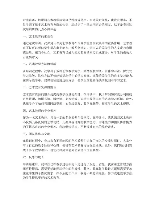 艺术教师培训班心得体会