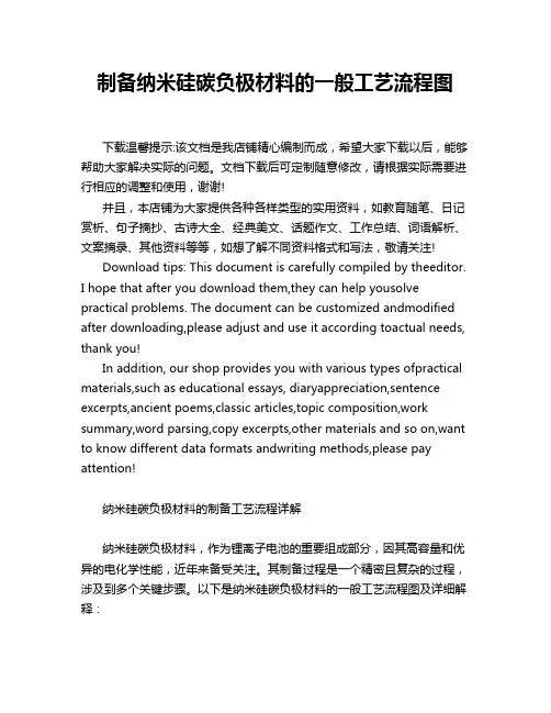 制备纳米硅碳负极材料的一般工艺流程图