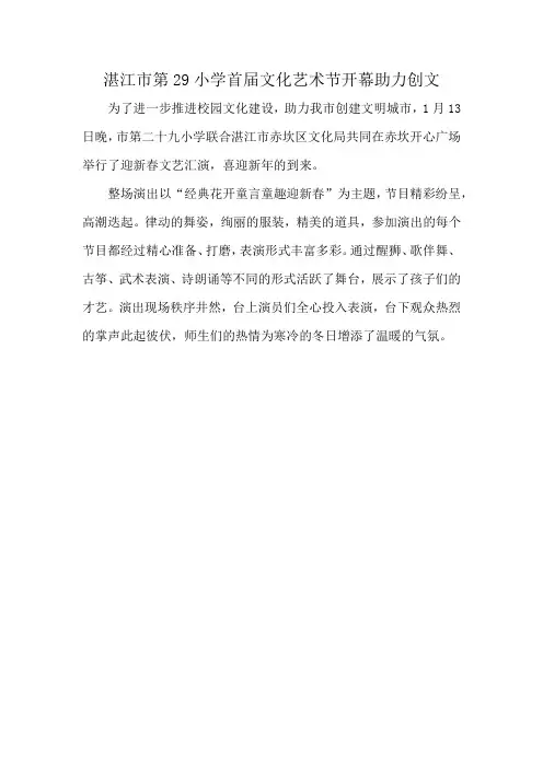 湛江市第29小学首届文化艺术节开幕助力创文
