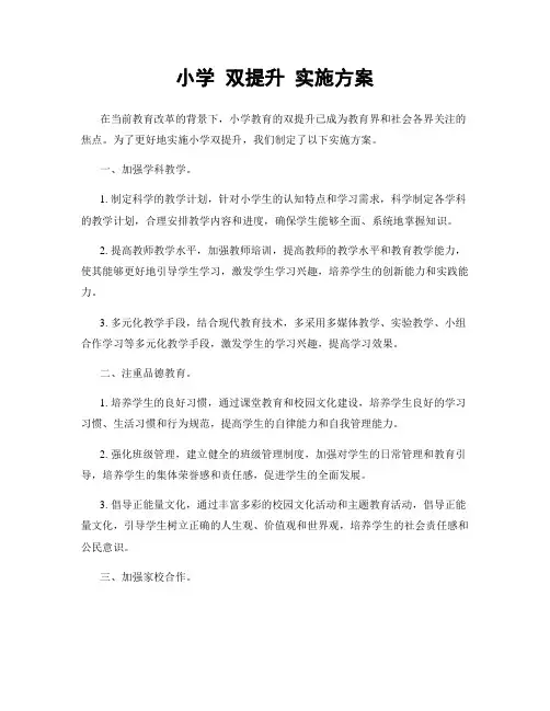 小学 双提升 实施方案