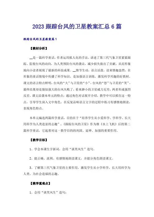 2023跟踪台风的卫星教案汇总6篇