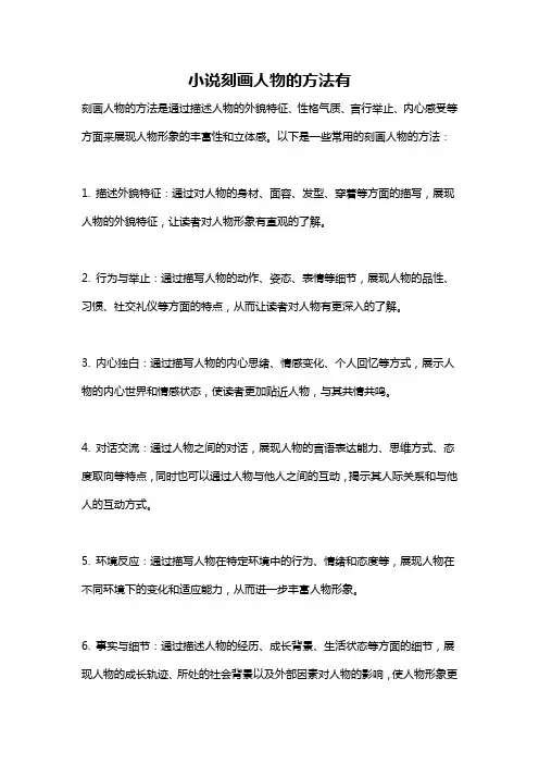 小说刻画人物的方法有