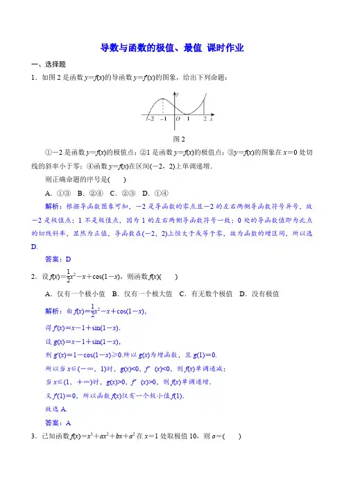 导数与函数的极值、最值 最新习题(含解析)